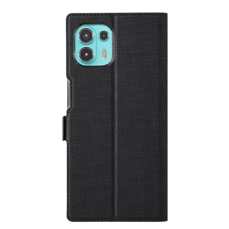 Black flip phone case with camera cutout and slim wallet-style front cover