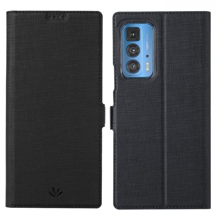 Black fabric folio phone case with magnetic flip and camera cutout