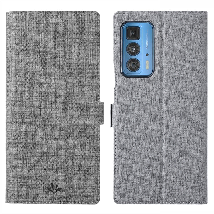 Light gray fabric folio phone case with magnetic flip and camera cutout