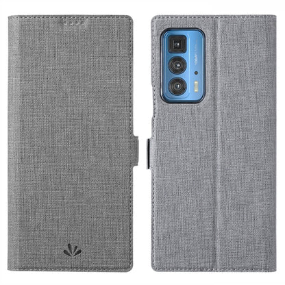 Light gray fabric folio phone case with magnetic flip and camera cutout