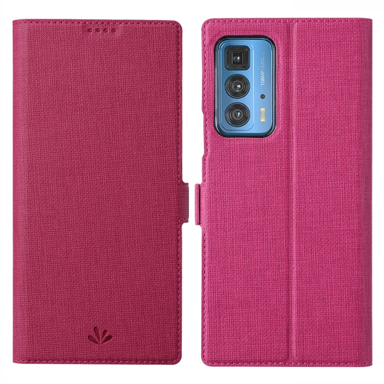 Rose red fabric folio phone case with magnetic flip and camera cutout
