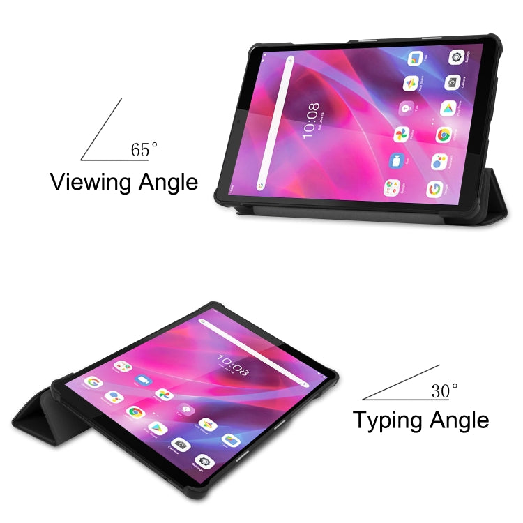 Black folio leather case propping a tablet at viewing and typing angles