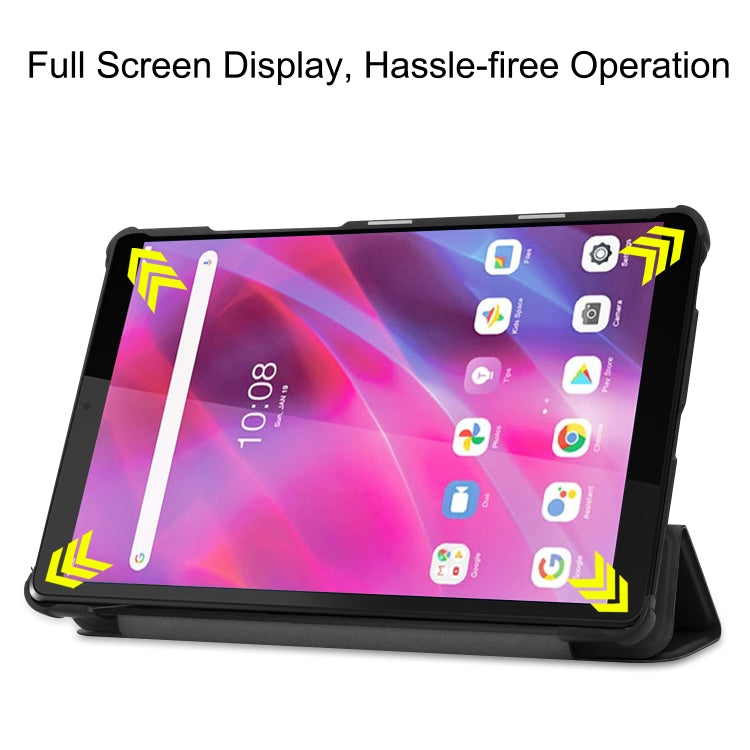 Black flip leather case with stand showing touchscreen view for Lenovo Tab M8 3rd Gen