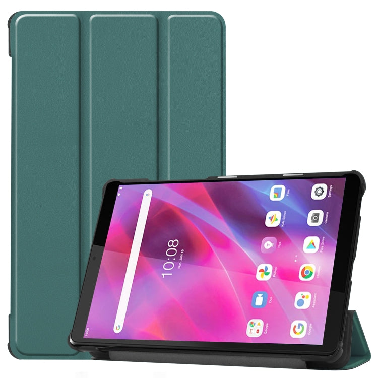 Dark green horizontal flip leather case with three-fold stand for Lenovo Tab M8 3rd Gen