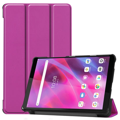 Purple horizontal flip leather case with three-fold stand for Lenovo Tab M8 3rd Gen