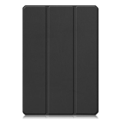 Black textured folio cover with three-fold panels, tablet back protected