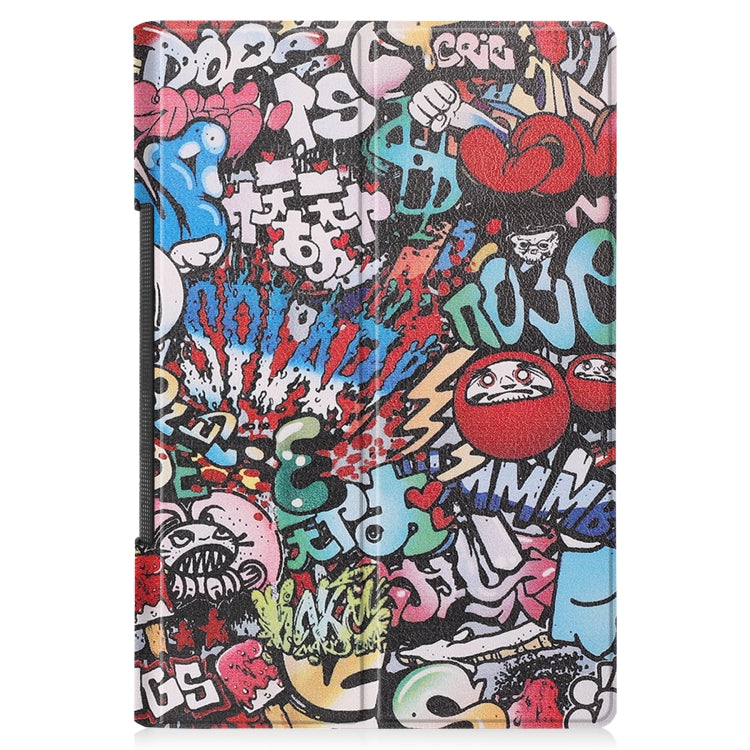 Graffiti printed PU leather tablet case, full cover with colorful cartoon pattern