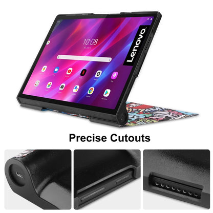 Graffiti PU leather tablet case with stand angle view and precise cutouts