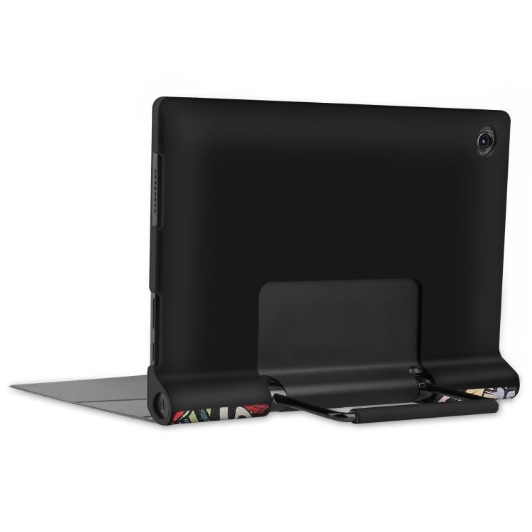 Black PU leather tablet case with kickstand and secure holder edge, clean cut design