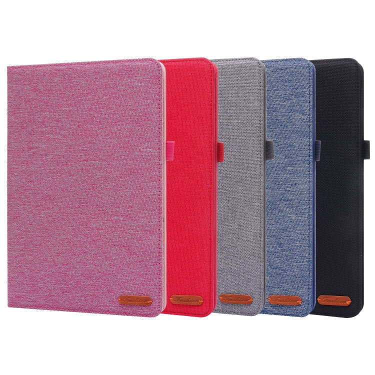 Horizontal flip tablet protective case with name card clip, shown in multiple colors
