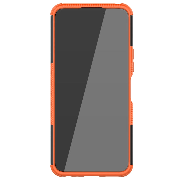 Orange shockproof phone case frame with textured edge protection
