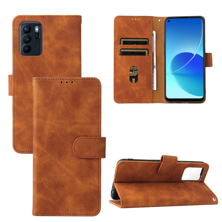 Brown PU leather flip phone case with magnetic buckle, wallet and card slots