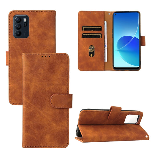 Brown PU leather flip phone case with magnetic buckle, wallet and card slots