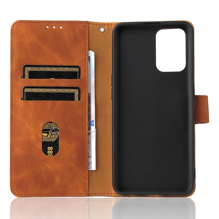 Brown PU leather flip phone case with card slots and phone-back cover