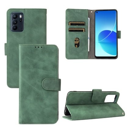 Green PU leather flip phone case with magnetic strap, wallet and card slots