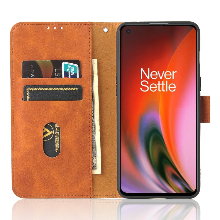 Brown PU leather flip wallet phone case with card slots and magnetic closure, phone inserted.