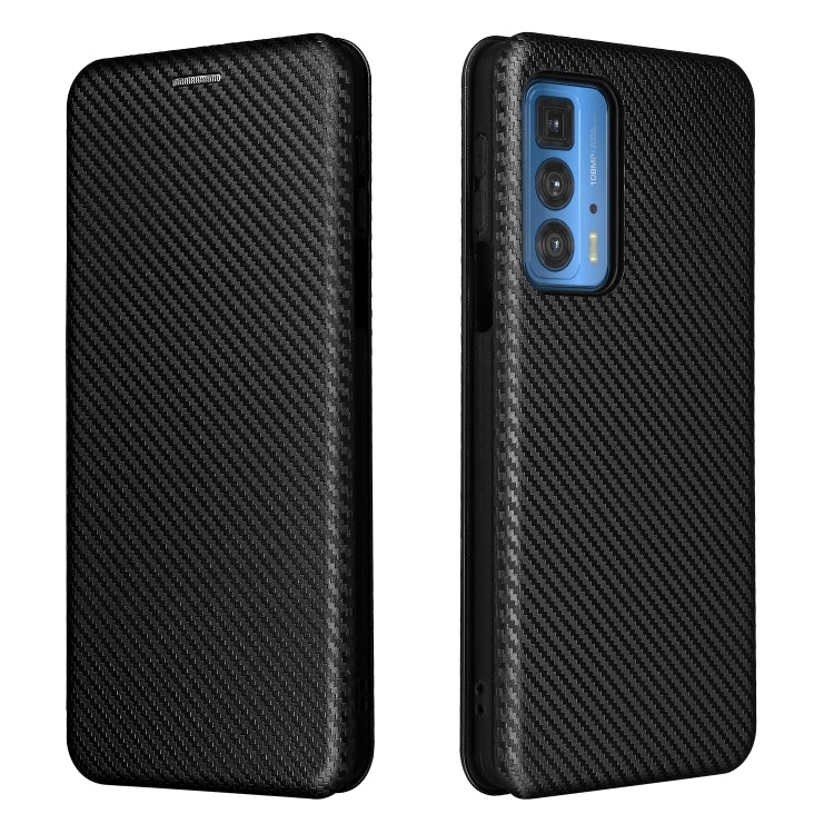 Black carbon-fiber textured flip phone case for Motorola Edge 20 Pro