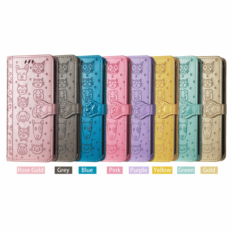 Color options of cat and dog embossed flip leather phone case with magnetic strap