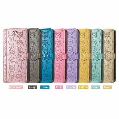 Color options of cat and dog embossed flip leather phone case with magnetic strap