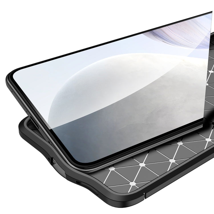 Black TPU phone case with textured grip sides and raised screen-protecting lip