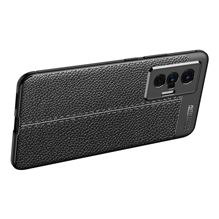 Black textured TPU phone case back with triple-camera cutout and raised edges