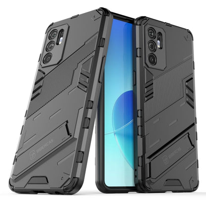 Dark gray rugged phone case with shockproof protection, front and back views