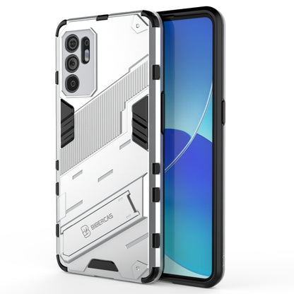 White armored phone case with shockproof TPU, raised edges, and camera cutouts.