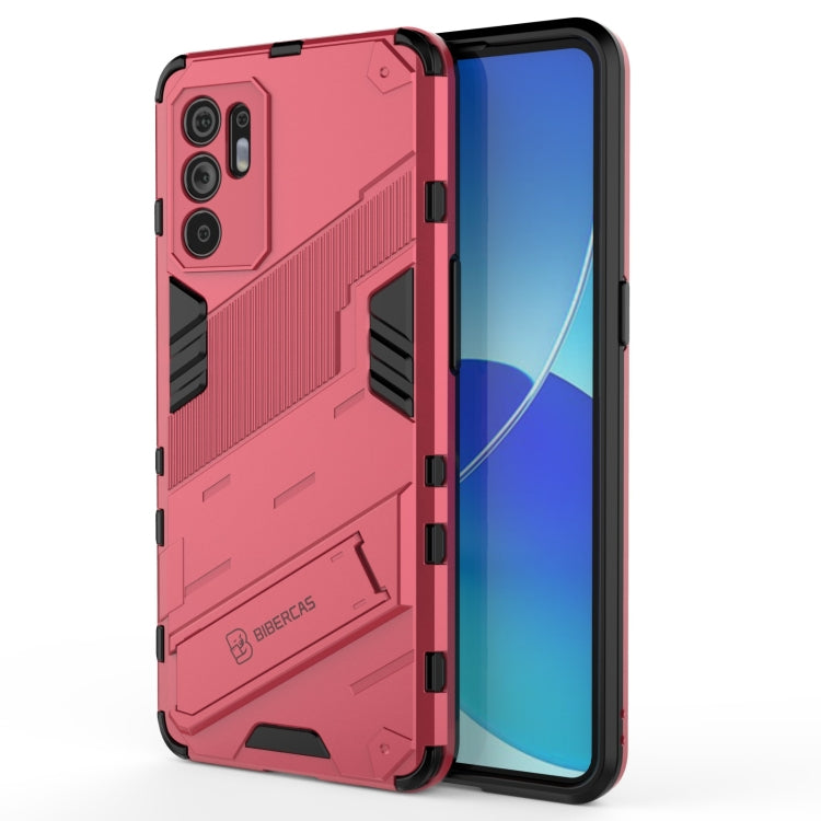 Rugged shockproof phone case with raised camera cutouts, red armor style shell
