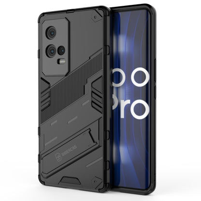 Black rugged phone case with TPU shockproof bumper and cutouts for camera