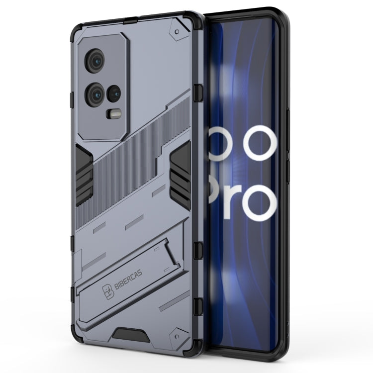 Light grey armored phone case with shockproof TPU, raised lip, and camera cutouts.