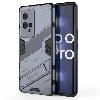 Light grey armored phone case with shockproof TPU, raised lip, and camera cutouts.