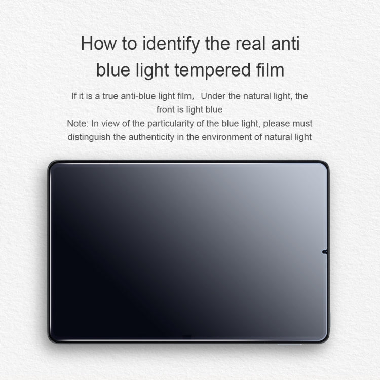 Anti-blue light tempered glass screen protector, matte-black tablet surface with film