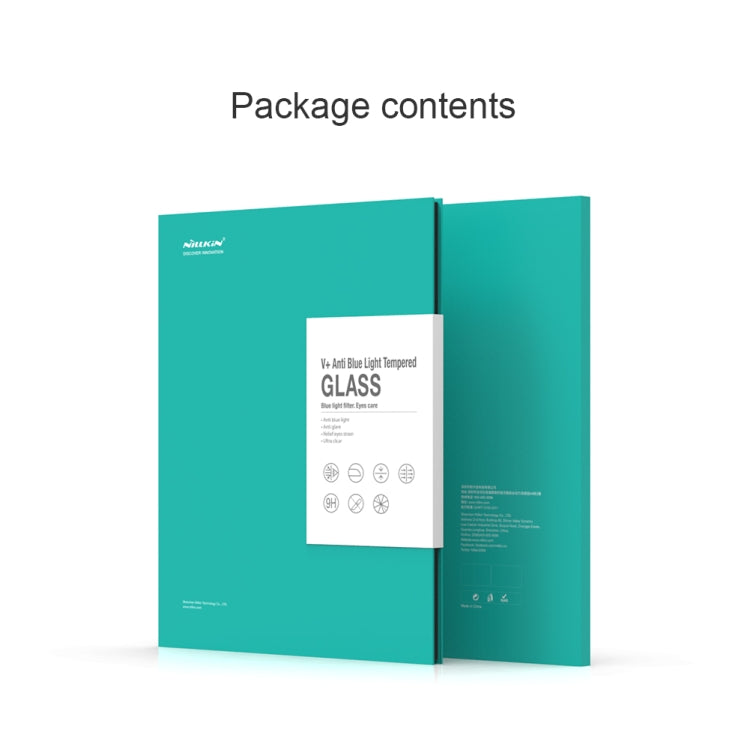 NILLKIN anti-blue light tempered glass screen protector package insert and folders