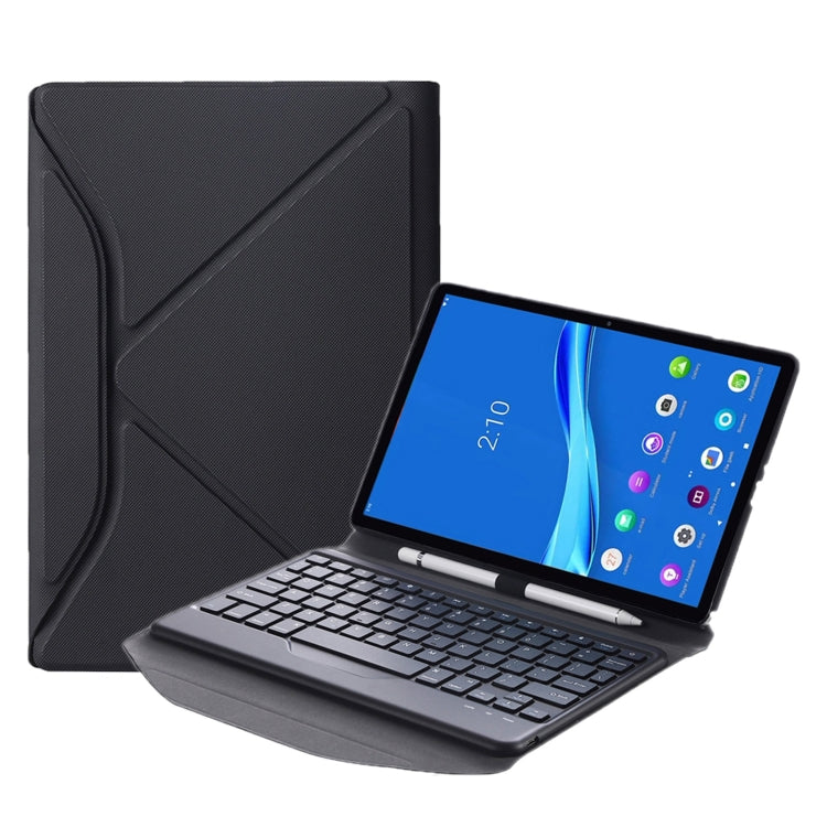 Black detachable Bluetooth keyboard tablet case with folding stand and pen-slot design