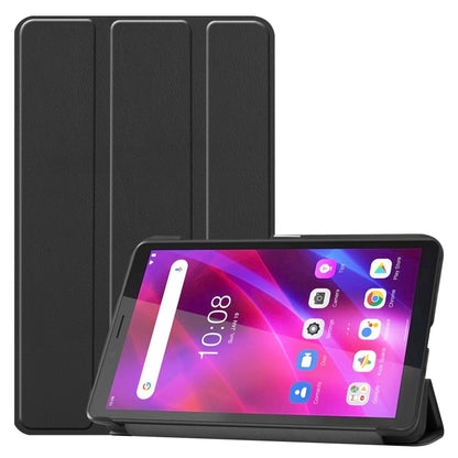 Black textured flip leather case with three-fold stand for Lenovo Tab M7 3rd Gen.