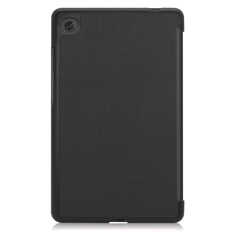 Black textured leather flip case with camera cutout for Lenovo Tab M7 3rd Gen.