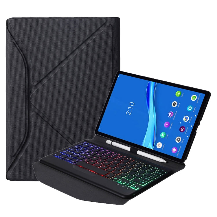 Black detachable Bluetooth keyboard leather case with backlight, triangular stand, for tablet
