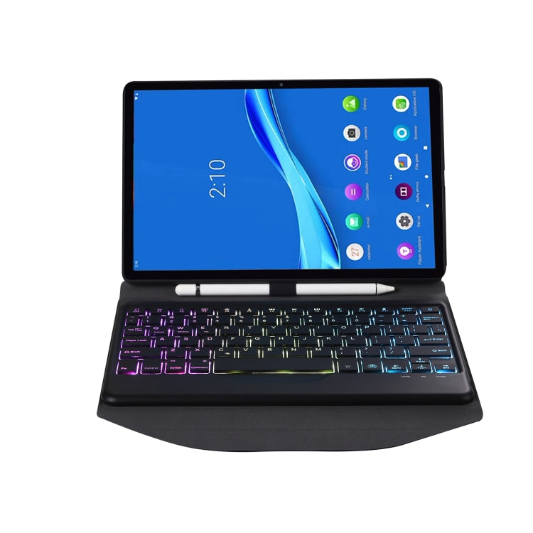 Black detachable keyboard leather case with rainbow backlit keys and stylus pen slot