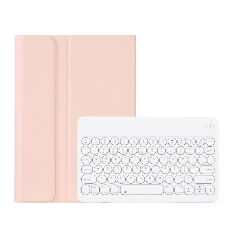 Pastel pink keyboard case with matching cover and round keycaps
