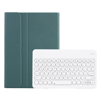 Teal keyboard case folio with round keycaps and matching cover, with stand holder