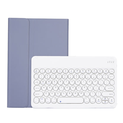 Lavender leather-look keyboard case with matching cover and round keycaps
