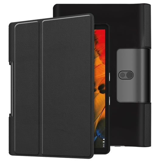 Black leather flip case with two-fold holder and tablet cutout for Lenovo Yoga Smart Tab