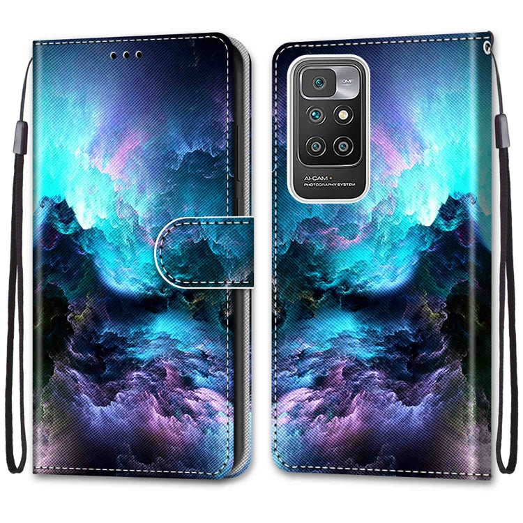 Galaxy cloud PU wallet flip case, magnetic clasp, with back camera cutout.