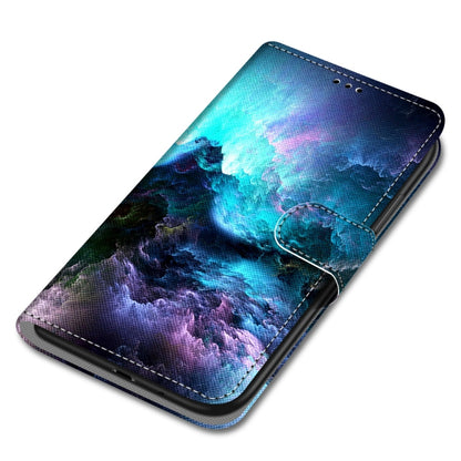 Galaxy cloud PU leather flip case with magnetic clasp, slim folio design.