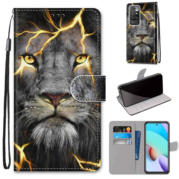 Lion face PU leather wallet flip case with magnetic clasp and wrist strap.