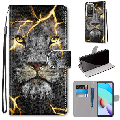 Lion face PU leather wallet flip case with magnetic clasp and wrist strap.