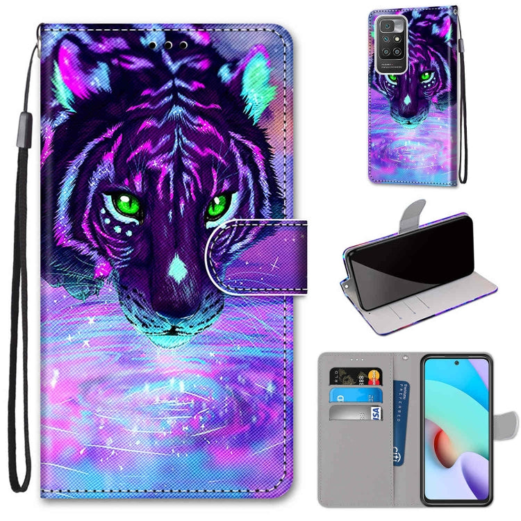 Purple cat face PU leather wallet flip case with magnetic clasp and wrist strap.