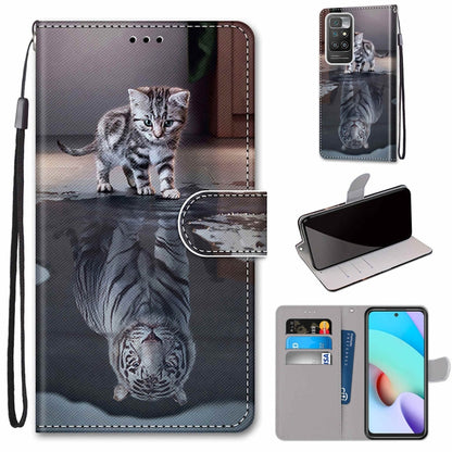 Flip PU leather phone wallet case with card slots and lanyard; gray kitten pattern.