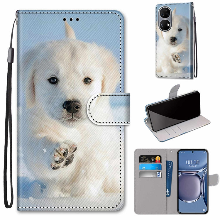 Phone wallet case with lanyard, faux leather, dog portrait design, flip cover with card slot.
