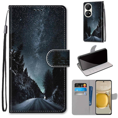 Night mountain owl flip phone wallet case with card slots, PU leather, wrist strap, holder